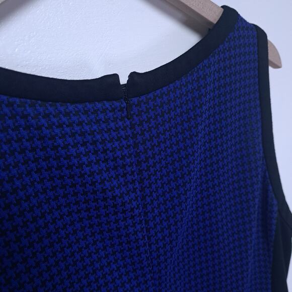 Anthropologie Hutch 1X Knit Sheath Sleeveless Dress Blue Black Houndstooth - Picture 6 of 7